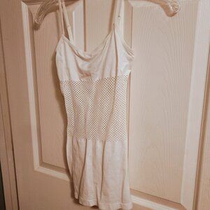 Pink Lipstick Dress Lingerie Mesh White OS New